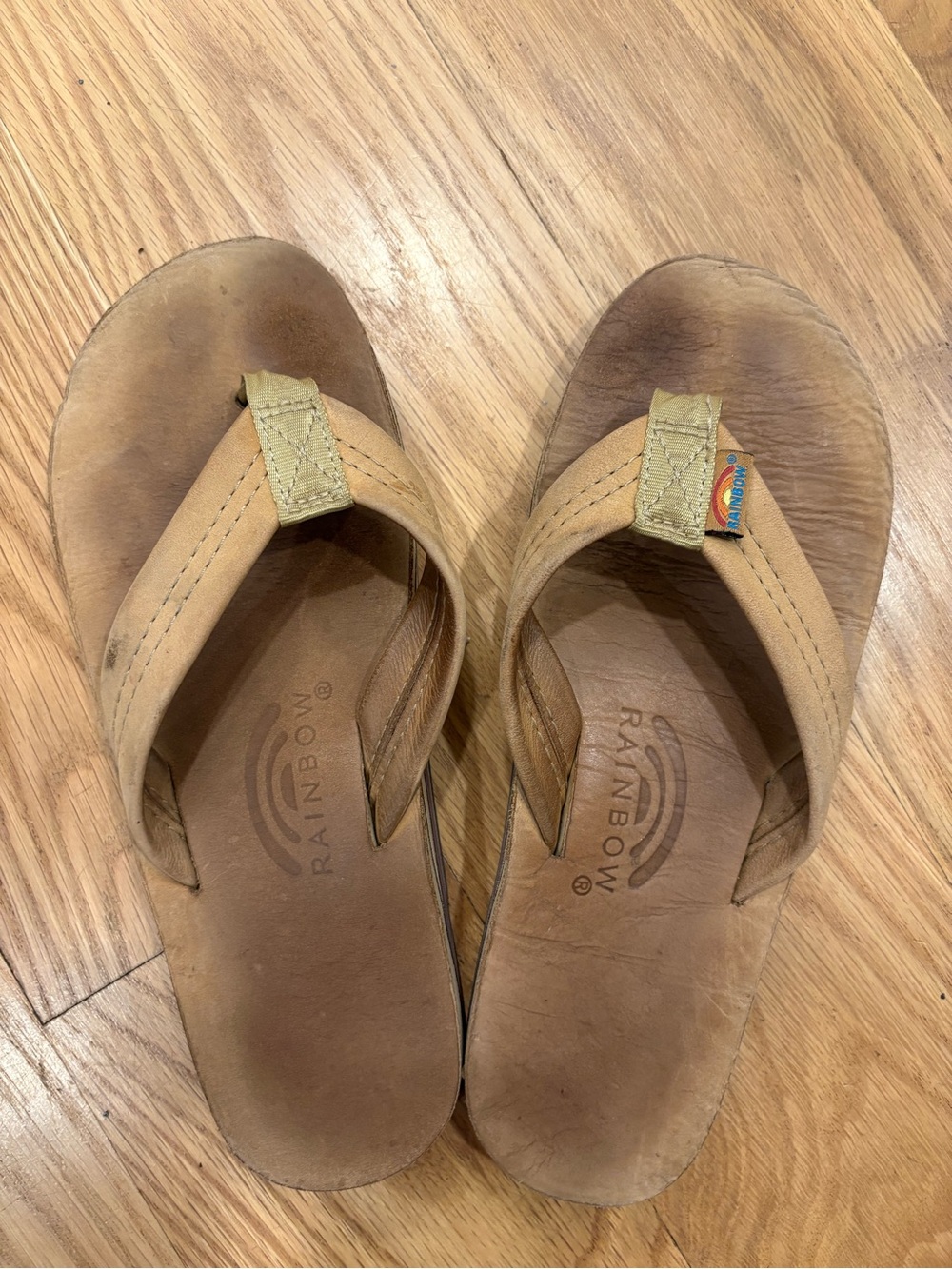 Rainbow Leather Tan Men’s flip flops